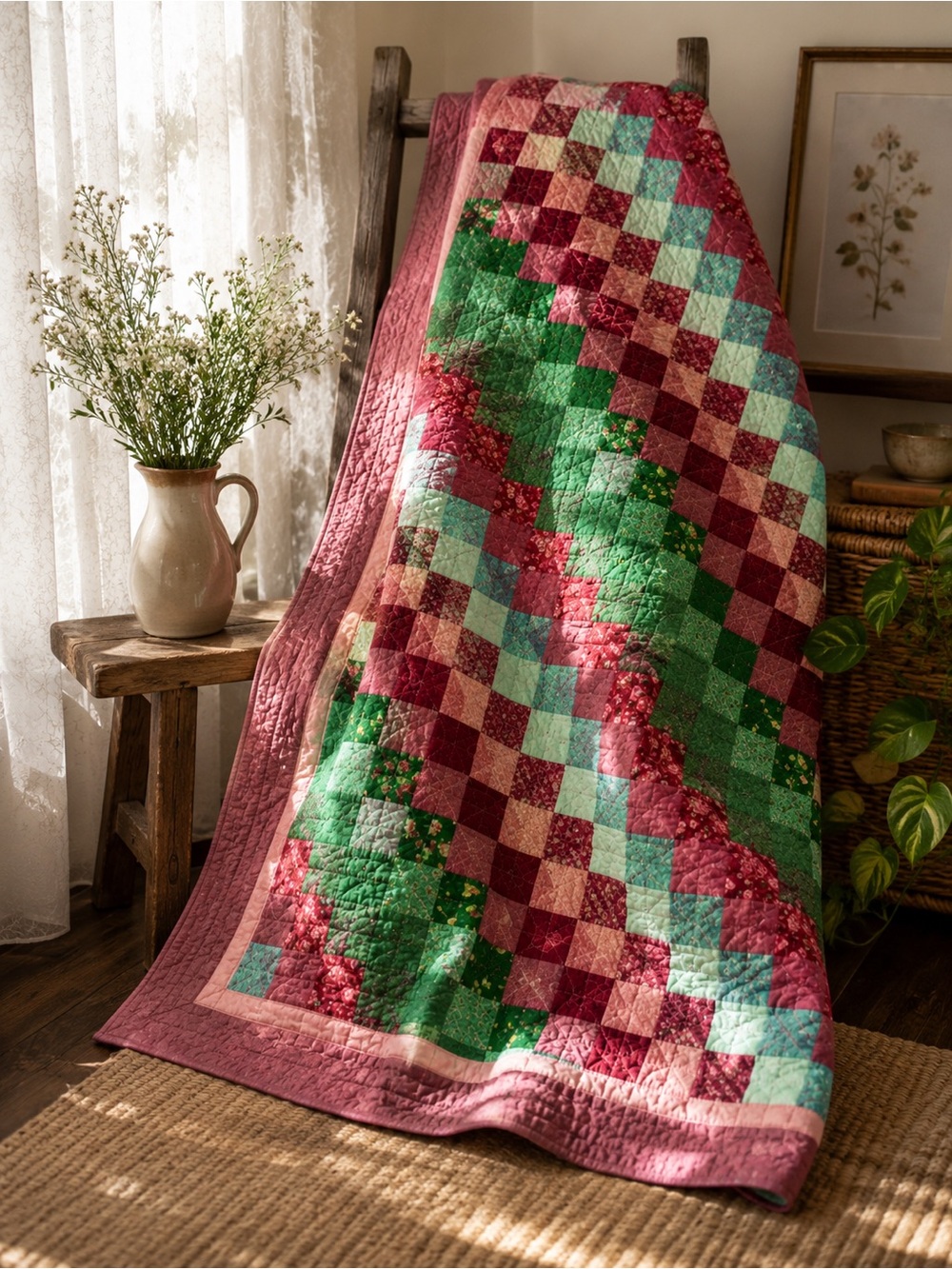 Vintage Handmade Patchwork Quilt